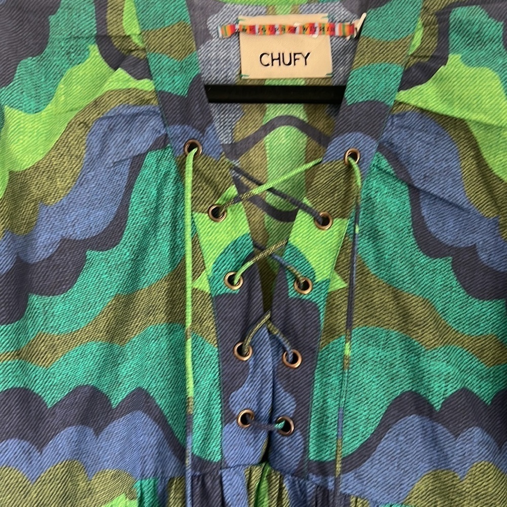Chufy Liberty Organic Cotton Blue/Green Dress Size Small - Picture 5 of 9